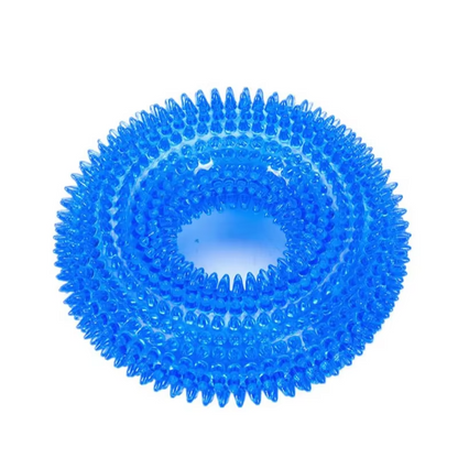 Tough Squeaky Dog Chew Ring - Rubber Dental Toy