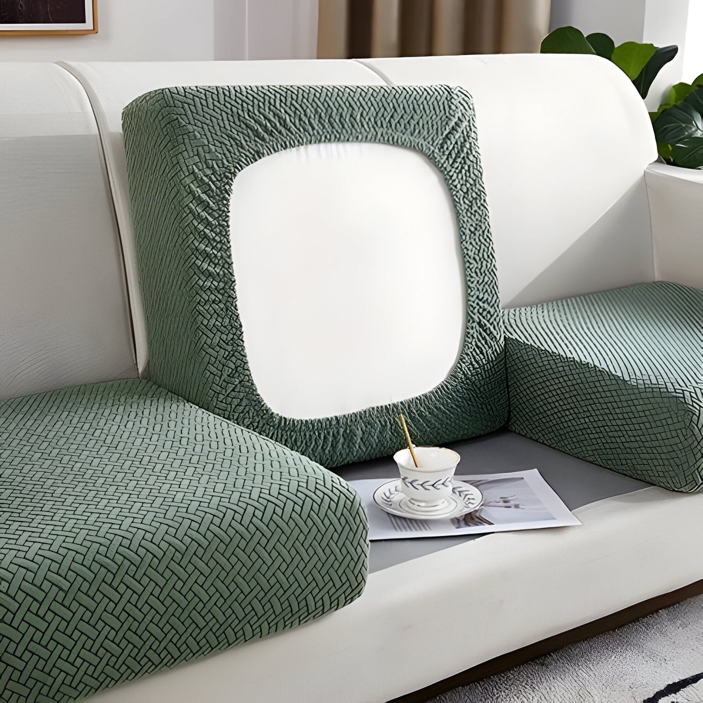 Stretchy Sofa Slipcover with Padded Cushion Protection