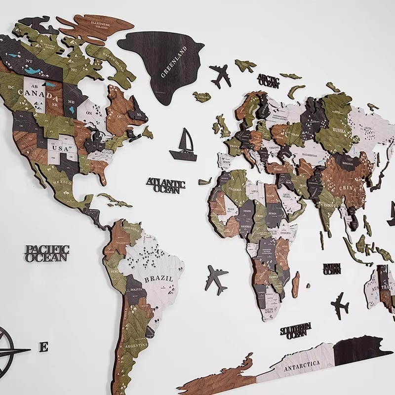 Unique Wooden Globe Wall Decor for Home or Office