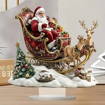 Colorful Holiday Desk Figurine With Rotating Snowman Scene