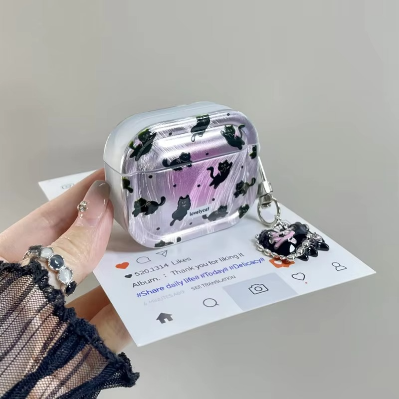 Cute Cat Earbuds Cover Soft Furry Phone Accessory