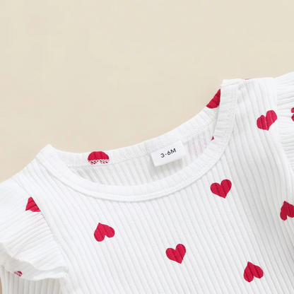 Adorable Heart Pattern Baby Skirt and Romper Set