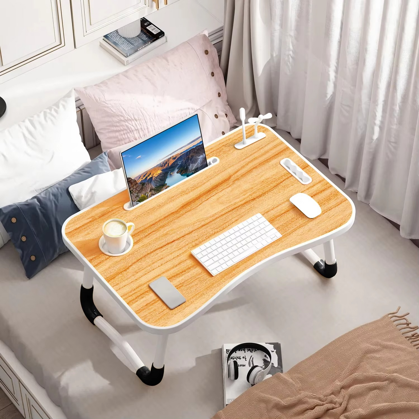 Compact Foldable Laptop Desk with USB Port and Fan