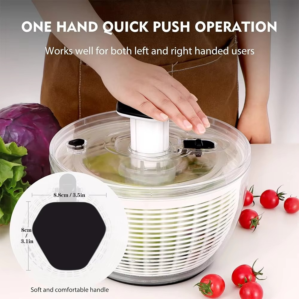 Large Capacity Easy Spin Salad Dryer with One Touch Lid