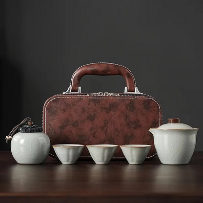 Compact Ceramic Tea Set for Home and Travel