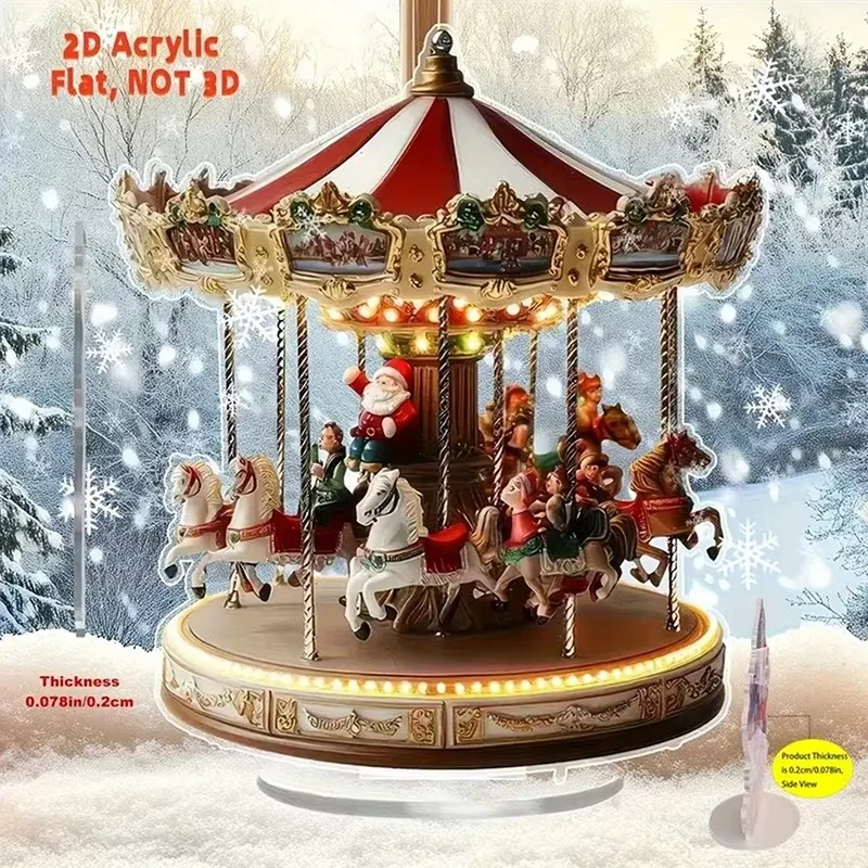 Colorful Holiday Desk Figurine With Rotating Snowman Scene