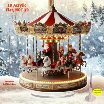Colorful Holiday Desk Figurine With Rotating Snowman Scene