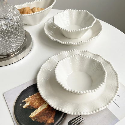Classic White Ceramic Dinner Plate Set