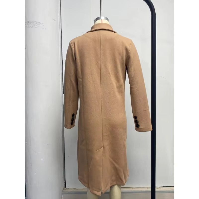 Classic Fit Women's Long Coat with Notch Collar