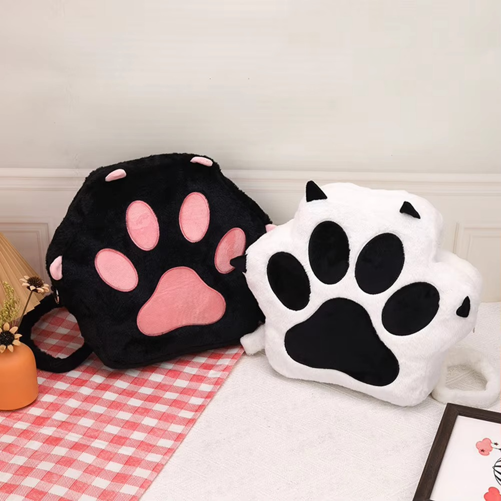 Cute Kitty Faux Fur Backpack Handbag for Women