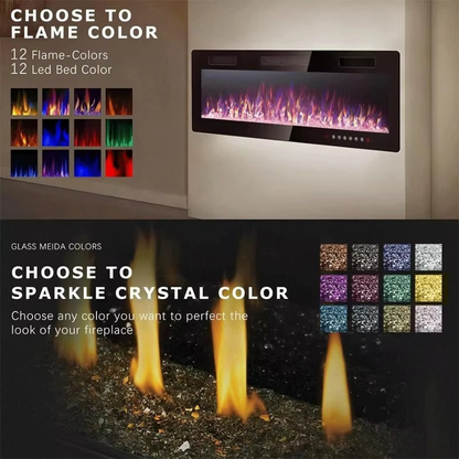 Contemporary LED Fireplace with Color Changing Flames and Remote