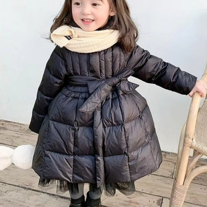 Warm Baby Girls Parka Coat with Mesh Detailing - Hehif