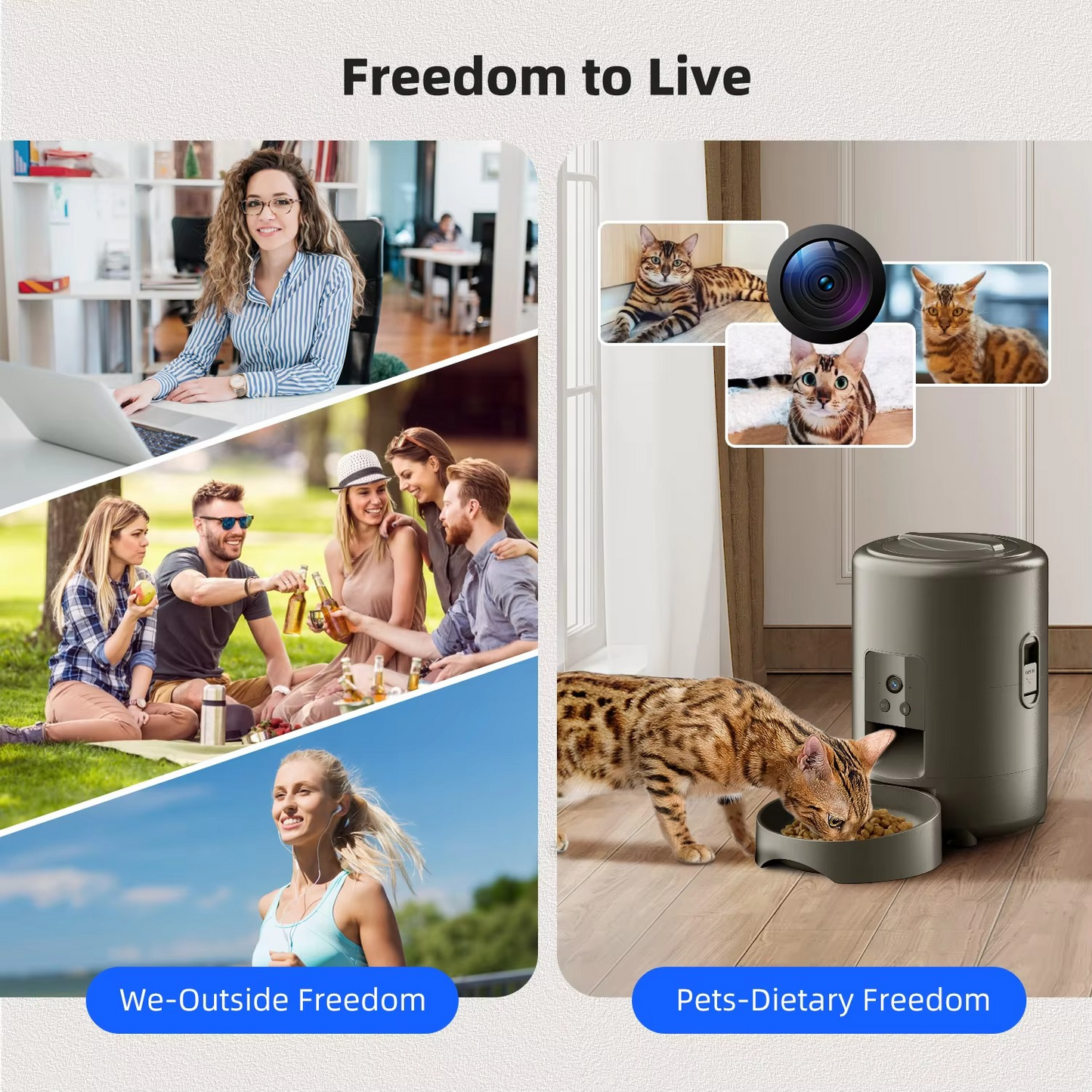 Intelligent 68oz Pet Food Dispenser with WiFi and Camera