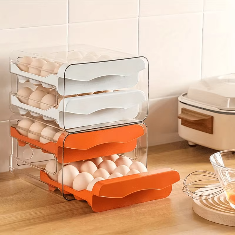 Compact 2 Tier Fridge Egg Holder Container
