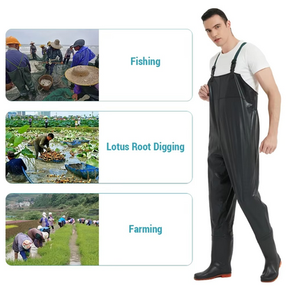 Insulated Rubber Fishing Waders with Boots for Men and Women