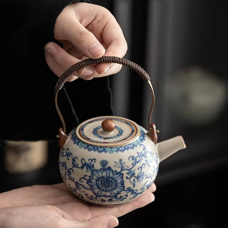 Traditional Chinese Tea Set for Two with Wooden Tray