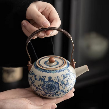 Traditional Chinese Tea Set for Two with Wooden Tray