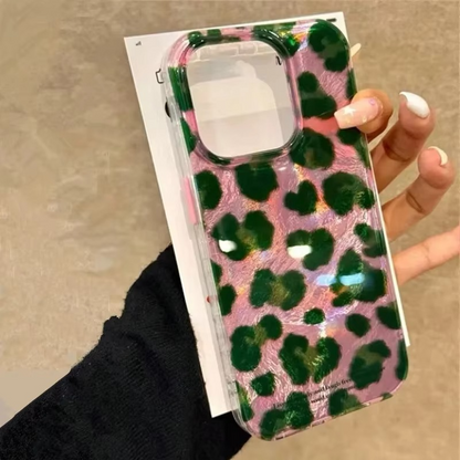 Fashionable Pink Green Animal Print Phone Cover - Hehif
