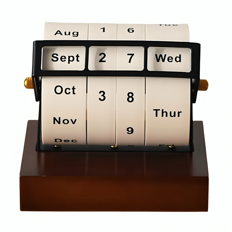 Classic Wooden Flip Calendar Desk Organizer