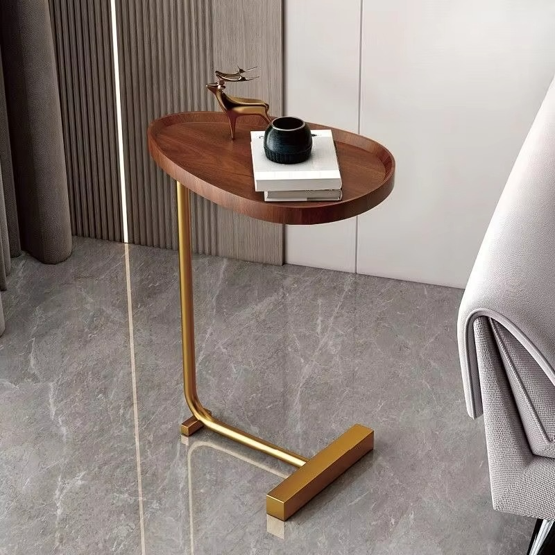 Space Saving Curved End Table with Storage Drawer