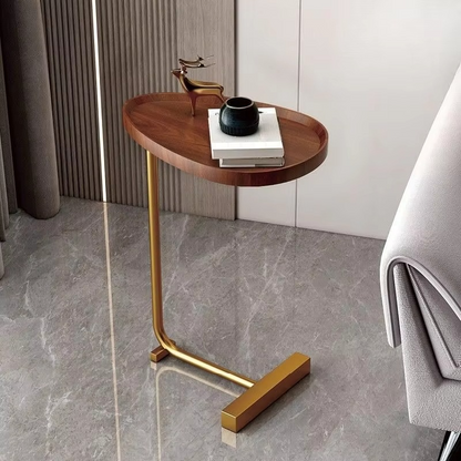 Space Saving Curved End Table with Storage Drawer