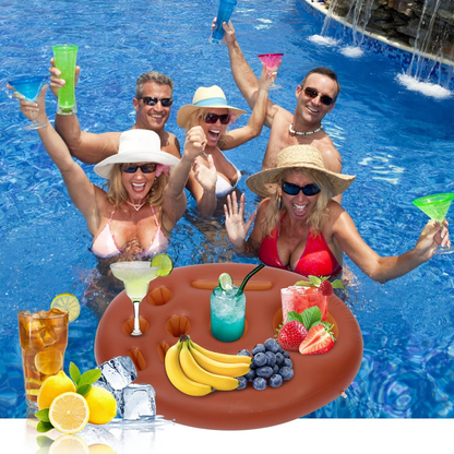Floating Pool Bar with Cup Holders and Tray