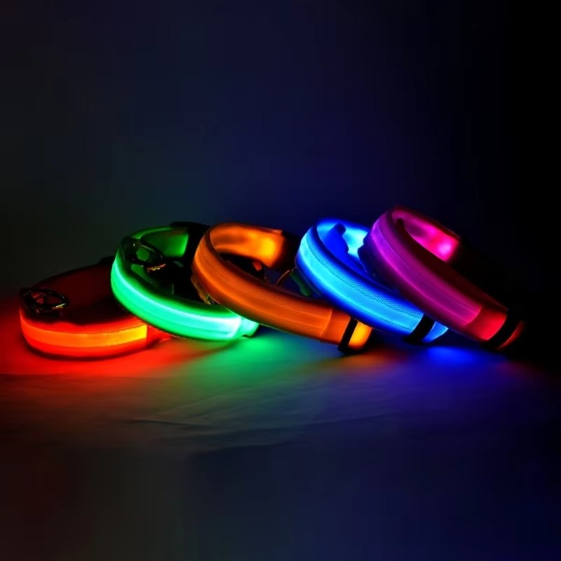 Bright Night Dog Leash with Reflective Safety Strip