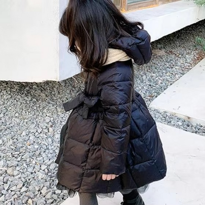 Warm Baby Girls Parka Coat with Mesh Detailing