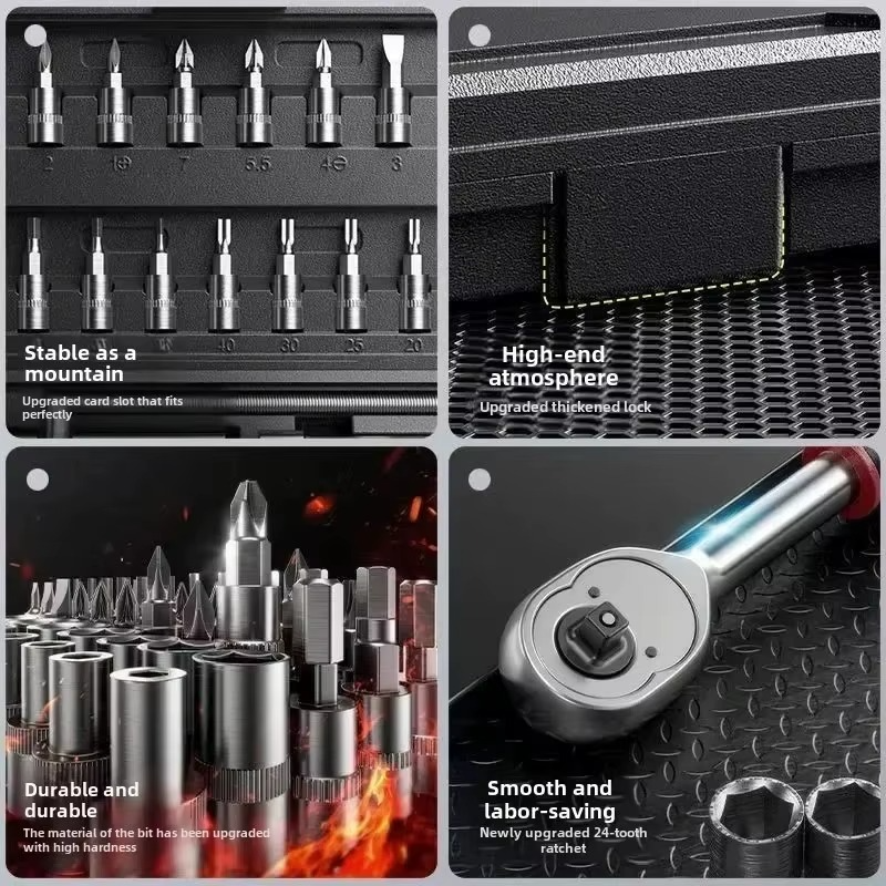Complete Auto Tool Kit with Sockets and Wrench Set