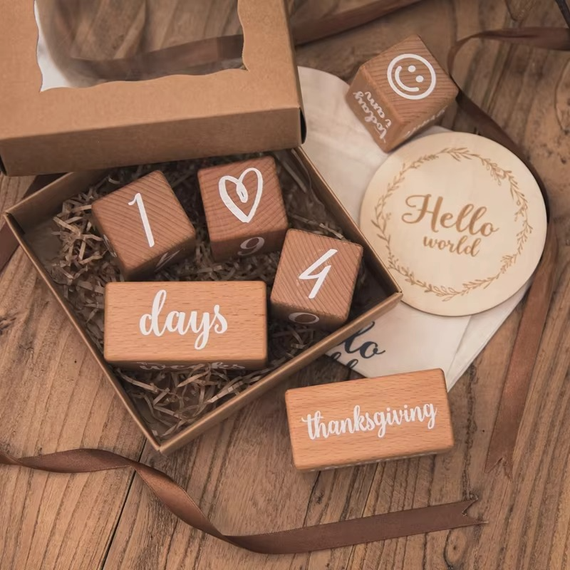 Personalized Wooden Baby Keepsake Blocks - Hehif