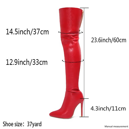 Chic High Heel Knee High Black Boots
