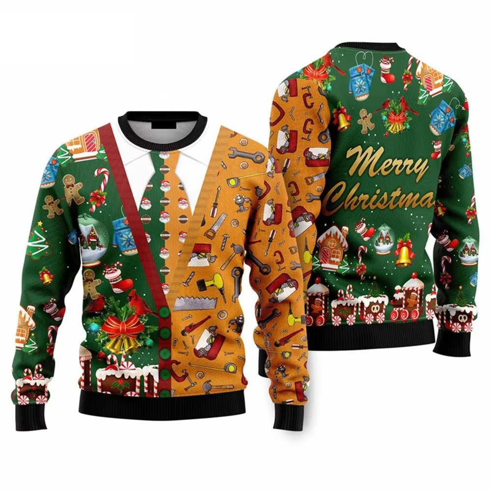 Festive 3D Graphic Christmas Hoodie Sweater