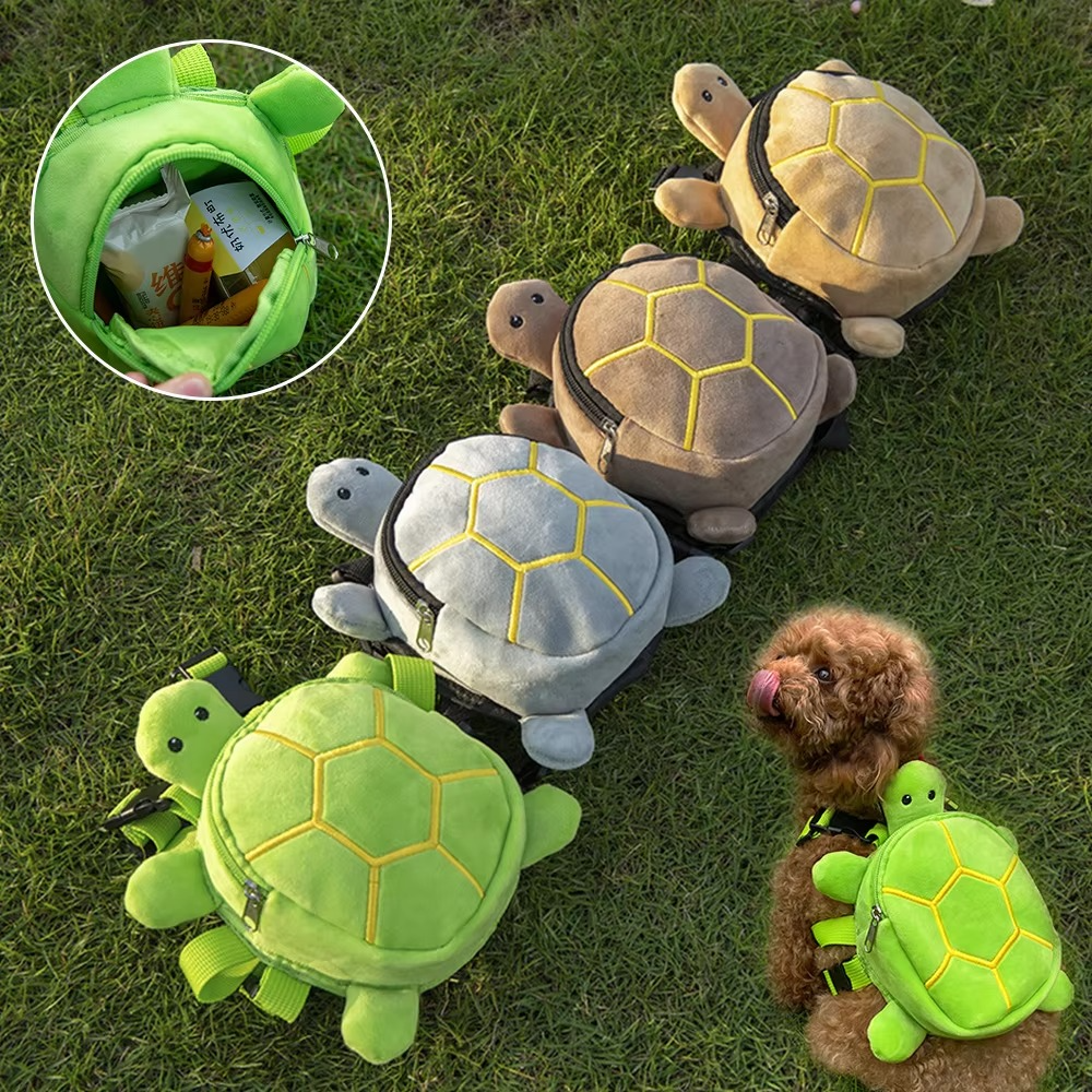 Fun Turtle Pet Treat Bag & Backpack - Comfortable & Compact