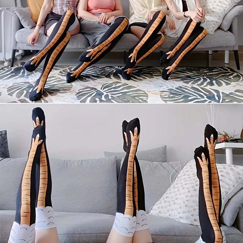 Fun Chicken Pattern Crew Socks for Women