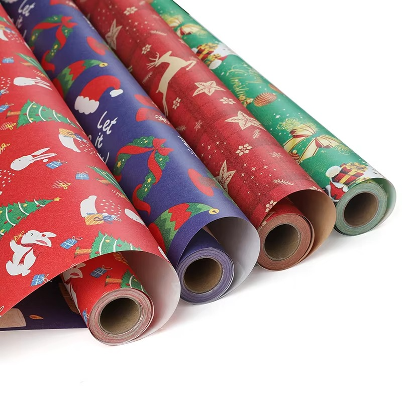 Colorful Holiday Gift Wrap Paper Roll, 16.4ft x 19.7in - Hehif