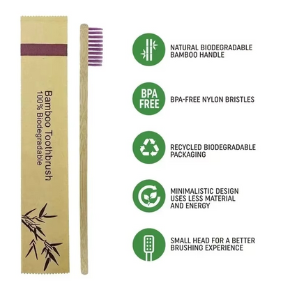 Natural Bamboo Toothbrushes 10 Pack Soft Bristle