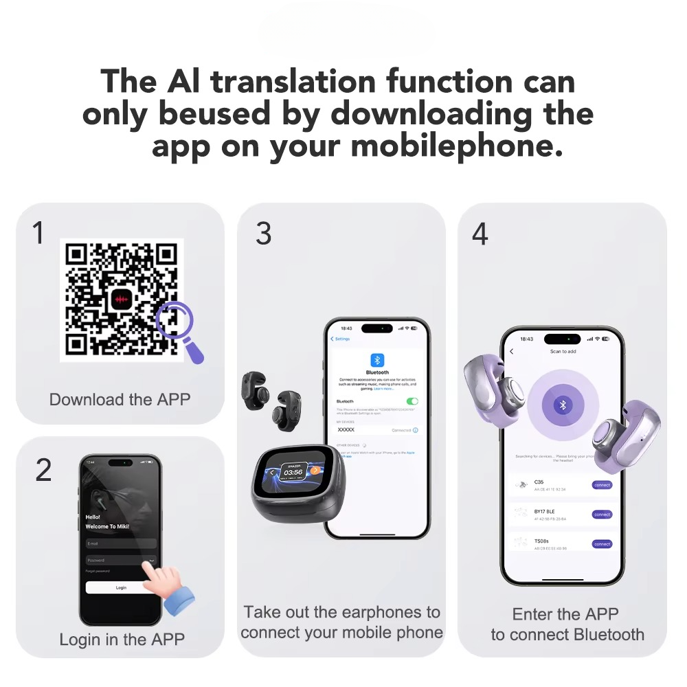 Wireless Translation Earbuds with Microphone