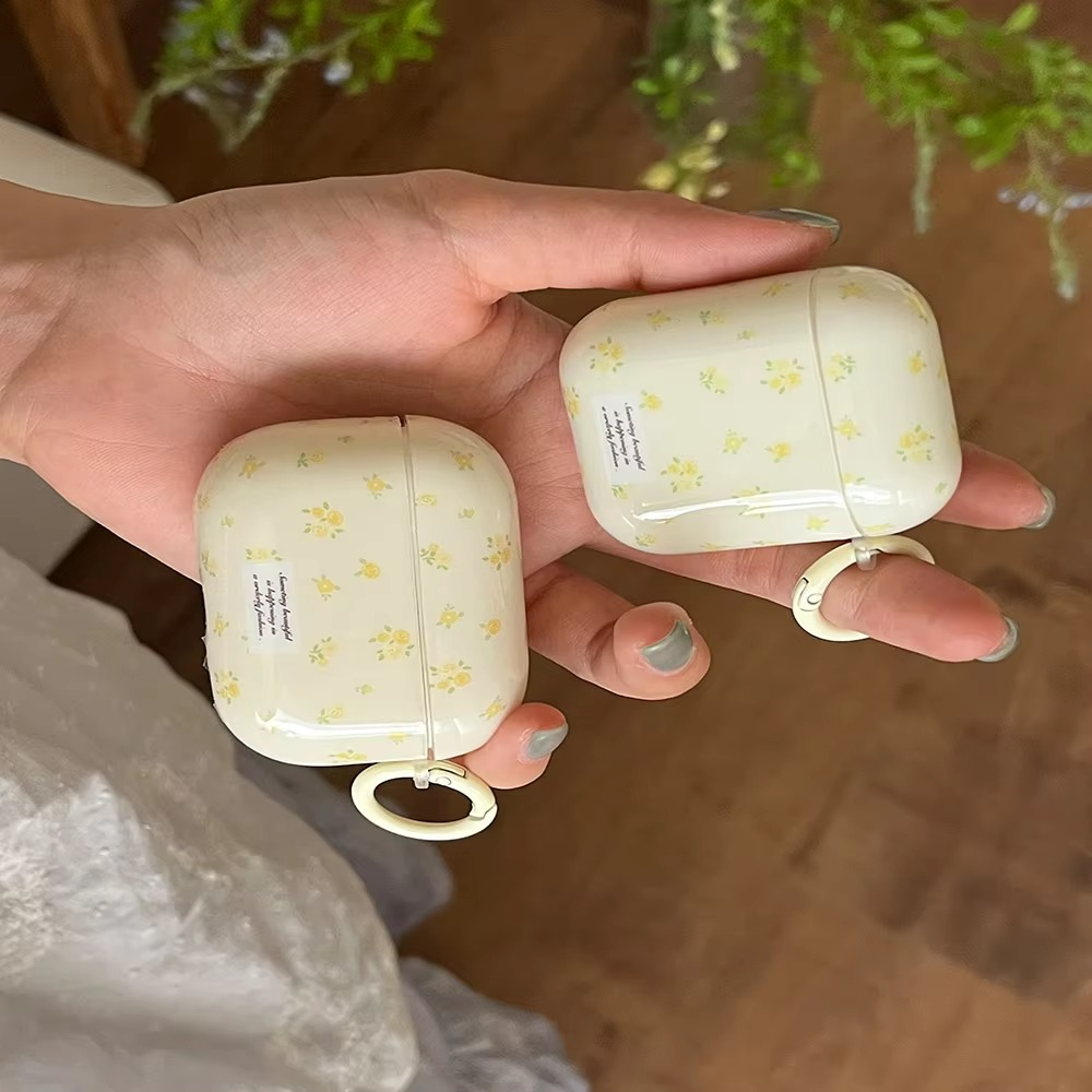 Bright Floral Clear AirPods Case With Keychain