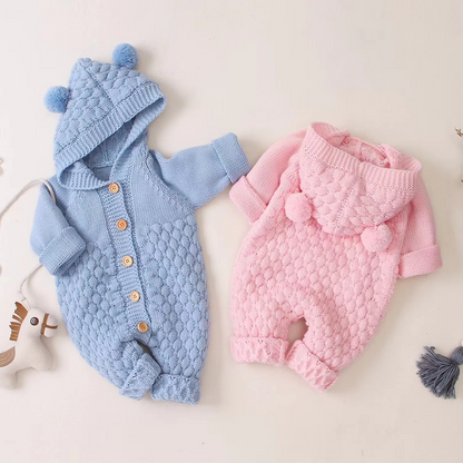 Soft Baby Jumpsuit with Cute Teddy Ears