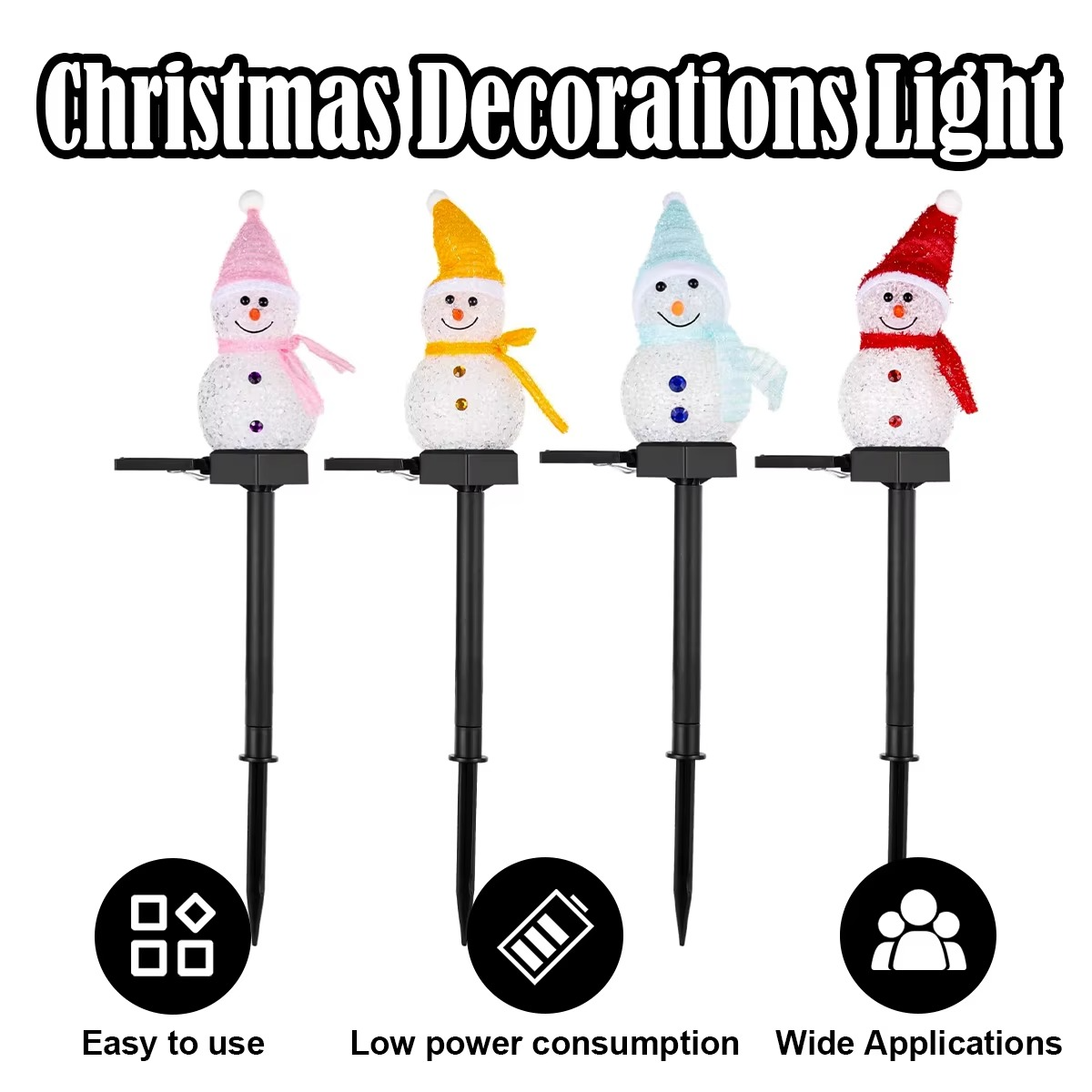 Festive Solar Powered Snowman Yard Light