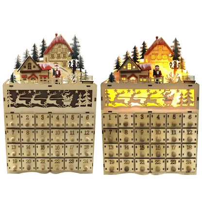 Festive Holiday Wooden LED Christmas Countdown House