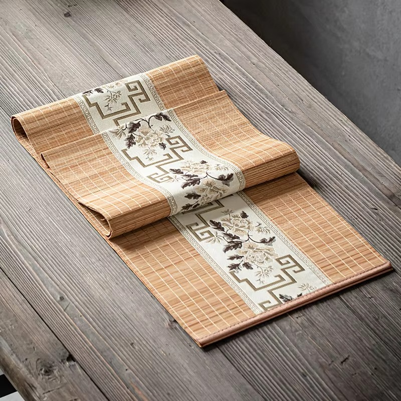 Natural Floral Bamboo Table Runner