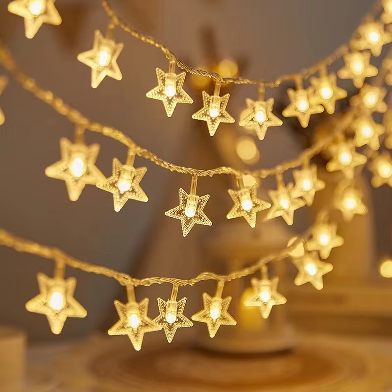 Colorful Holiday String Lights with Festive Decorations