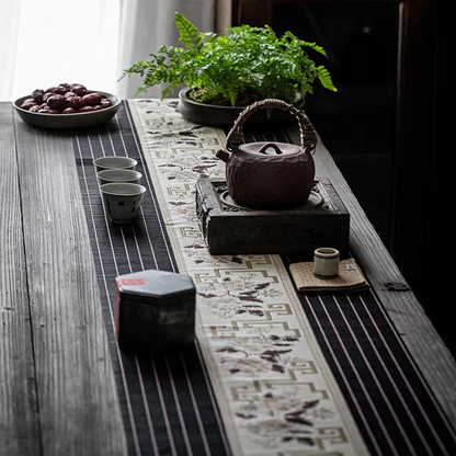 Natural Floral Bamboo Table Runner