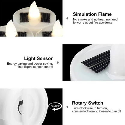 Outdoor Solar LED Candle Lights, Waterproof Rechargeable Decor