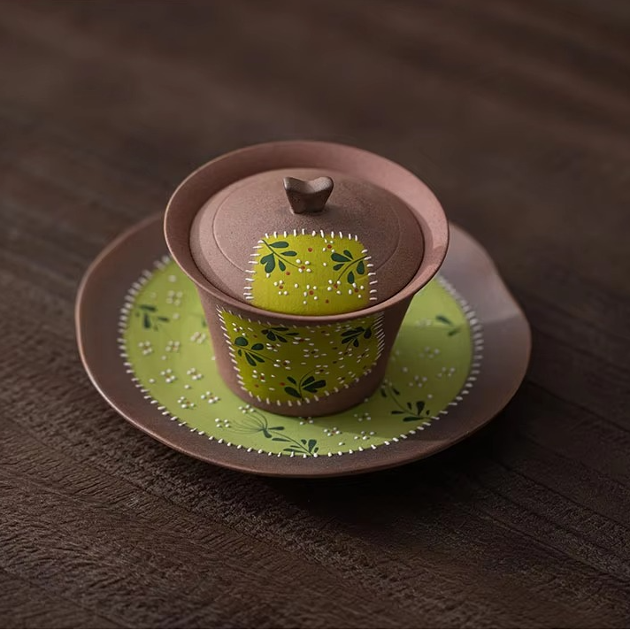 Colorful Floral Ceramic Gaiwan Tea Set