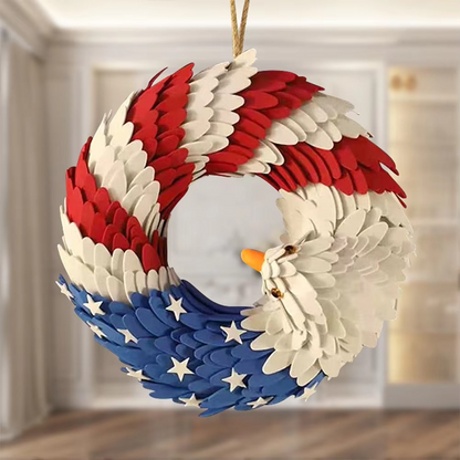 Red White Blue Star Wreath for 4th of July - Hehif
