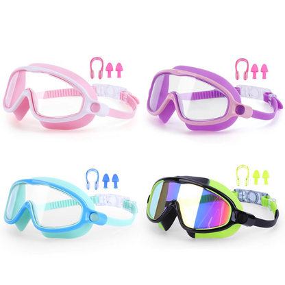 2-Pack Clear Vision Swim Goggles with Earplugs