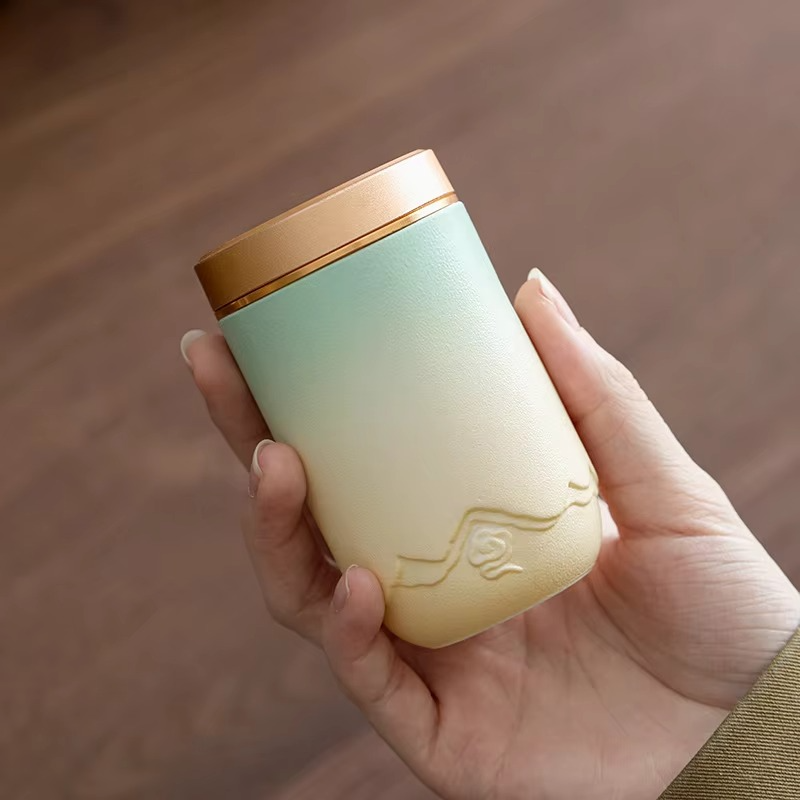 Small Ceramic Tea Canister with Tight Seal Lid
