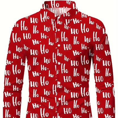 Mens Fun Holiday Dress Shirt with Santa Print